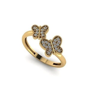 borboleta Casamento anel namorados ouro prata platina joalheria brilhante diamante moda beleza precioso noivado amar argolas 3d print model - Mito3D