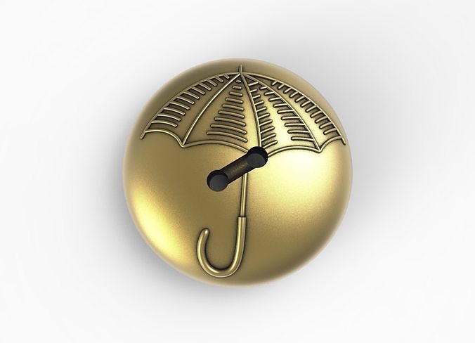 button umbrella gold symbol ball cloth jewellery models pin fashion design craft work art disjunct isolated sphere glazed anime shining illustration jewelry 3D print model - Mito3D