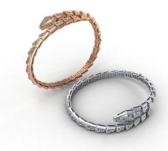 bvl cheio diamante pulseira serpente joalheria pulseiras víbora serpenti 3D print model - Mito3D
