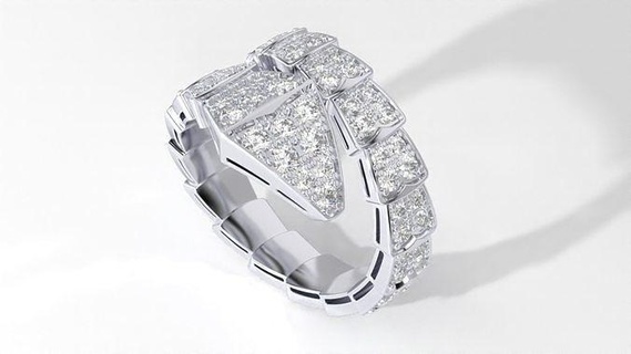 bvlgari diamante serpente anel 19mm Tamanho luxo fofoca melhor topo ouro cafajeste 3d engagem imprimível jóias Casamento noivado joalheria moda beleza argolas 3d print model - Mito3D