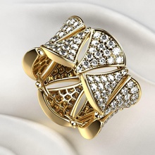 lüks altın yüzük mücevher bvlgari diva bulgar 3dprint yazdır düğün nişan elmas yazdırılabilir takı gergedan değerli evlilik yüzükler 3d print model - Mito3D