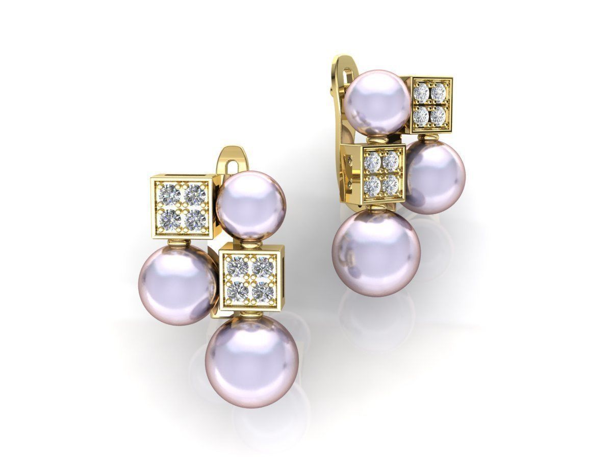 bvlgari earring pearls pearl jewelry buy 3d model 3dprint earrings diamond fashion 3D print model - Mito3D