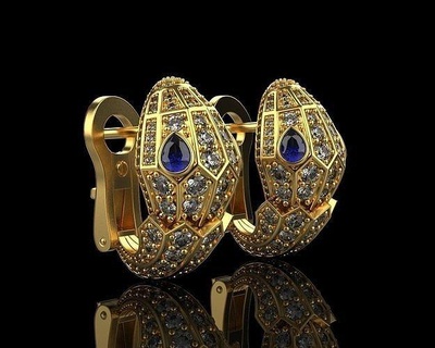 bvlgari earrings 2104 diamond gold silver jewel jewelry brilliant printable ring engagement sterling fashion beauty earring sapphire bracelet 3d print model - Mito3D