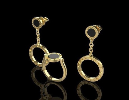 bvlgari ring erring jewelry gold diamond rings printable silver jewel wedding engagement gem luxury circle 3dmodel mohamad earrings 3d print model - Mito3D