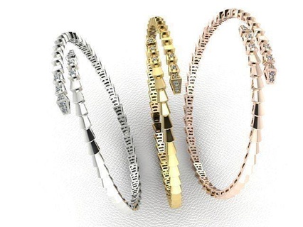 bvlgari serpenti pulseira ouro rosa prata branco latão imprimível prototipagem jóias joias esterlina pulso lindo brilhando tendência platina joalheria pulseiras 3d print model - Mito3D