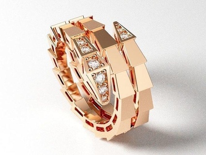bvlgari serpenti ring rose gold cw-2307-005 jewelry jewellry gold silver diamond bvlgari serpenti ring bracelet bangle necklaces pendant earring engagement wedding fashion woman man sapphire ruby rings  3d print model - Mito3D