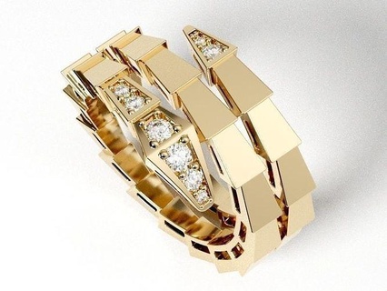 bvlgari serpenti ring yellow gold cw-2307-005 jewelry jewellry silver diamond bracelet bangle necklaces pendant earring engagement wedding fashion woman man sapphire ruby rings 3d print model - Mito3D