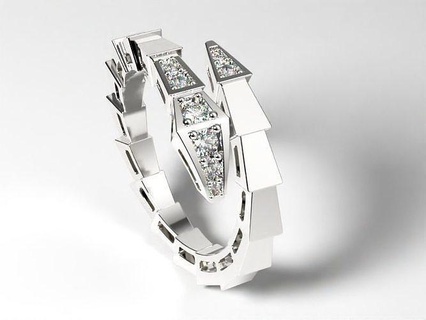 bvlgari serpenti white gold cw-2307-006 jewelry jewellry silver diamond ring bracelet bangle necklaces pendant earring engagement wedding fashion woman man sapphire ruby rings 3d print model - Mito3D