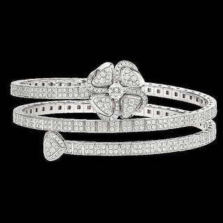 bvlgari blanco oro diamante pulsera joyería joya joyeria lujo bangel braclate esposas 3d print model - Mito3D