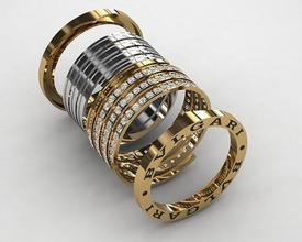 bvlgary squillare gioielleria nozze oro lusso splendente diamante anelli 3d print model - Mito3D