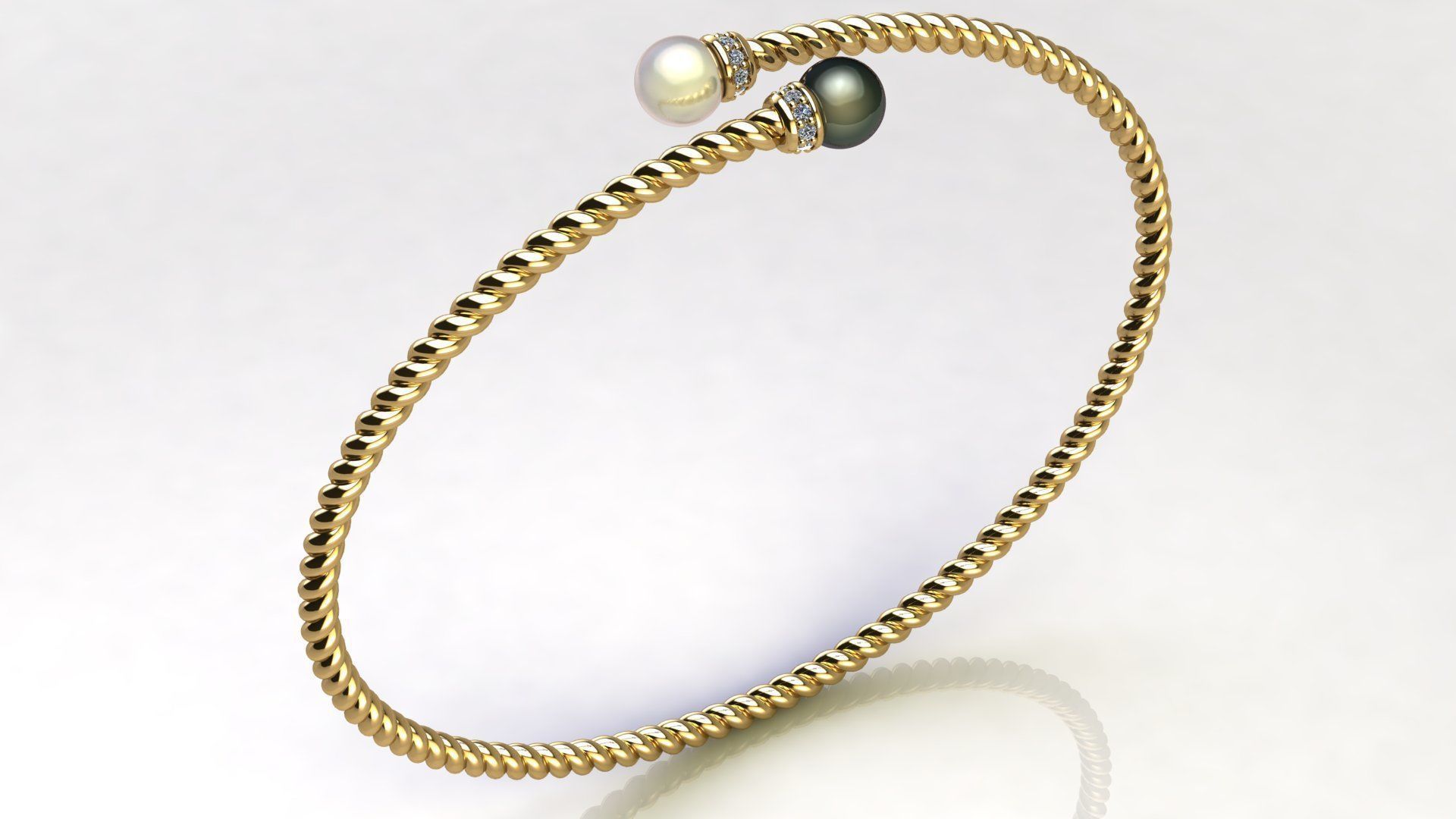 derivación pulsera perlas diamantes joyería joya lujo oro imprimible precioso diamante perla cuerda yurman elegante brillante accesorio moda belleza moderno esposas 3D print model - Mito3D