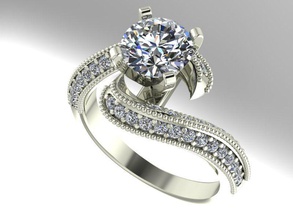 bypass engagement ring jewelry diamond printable rings 3d print model - Mito3D