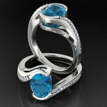 bypass ovale gemma 9x7 anello gioielli di fidanzamento argento oro emerald ruby zaffiro topazio azzurro anelli 3d print model - Mito3D