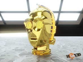 c3p0 cosplay 3d stampabile casco maschera guerre stellari 3dprint cast accurato arte scansioni repliche 3d print model - Mito3D
