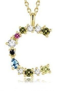 c letter pendant color stones c letter pendant color diamond font gem printable jewelry pendants jewelry pendant  3d print model - Mito3D