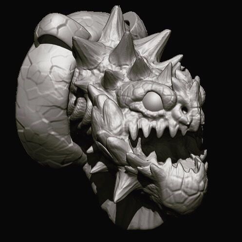 cabeza dragon mutante Schmuck monster horror Kreatur Kunst - Anhänger 3D print model - Mito3D