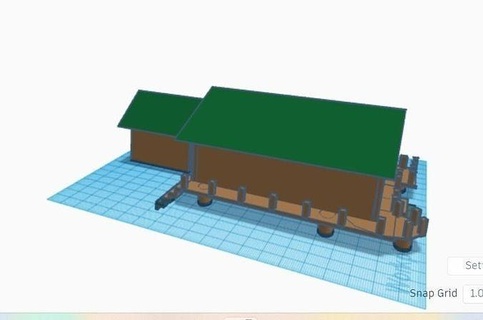 cabin deck house exterior wooden building cottage hut architecture wood 3d print model - Mito3D