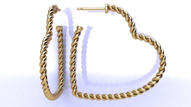 câble cœur cerceau boucles d'oreilles 30 mm or boucle d'oreille bijoux argent imprimable bijou mode beauté corde platine élégant moderne conception luxe 3d print model - Mito3D