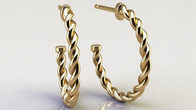 cable hoop earrings 20 mm gold jewelry printable platinum rope silver jewel jewellery earring luxury elegant fashion beauty modern design yurman sterling 3d print model - Mito3D