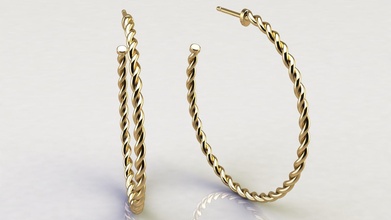 cavo cerchio orecchini 40 mm oro orecchino gioielleria gioiello stampabile yurman sterlina argento moda bellezza lusso elegante moderno design contemporaneo corda 3d print model - Mito3D