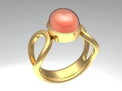 cabochon oval women ring jewelry rings gold printable jewellery anillo mujer cauchon coral joya oro castable jewel 3d print model - Mito3D
