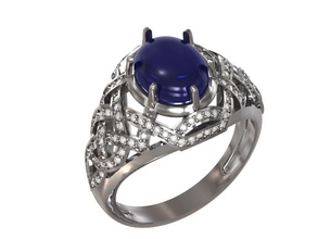 Cabochon Ring Schmuck Oval Gold Juwel Ringe 3d print model - Mito3D
