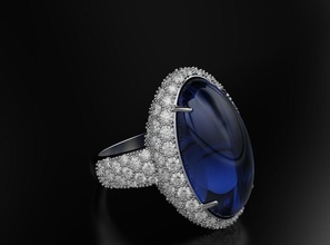 cabochon bague diamants 600 3dprinted conception mode or d'or bijou bijoux impression imprimable prototypage anneaux argent 3d print model - Mito3D