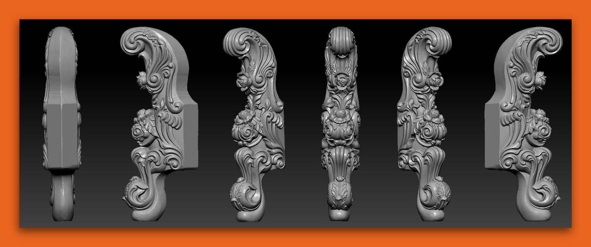 cabriole carved furniture leg 3d models set - 004 house ornamental patterns jdp cnc artfrom 3dsmax max maya zbrush 3D print model - Mito3D