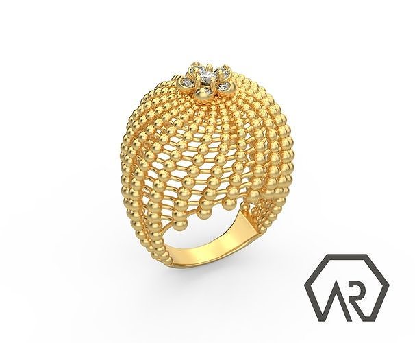 cactus squillare 3d Stampa modello d17 diamante gioielleria oro gioiello anelli stampabile argento brillante moda Uniti d'America Canada Francia 3D print model - Mito3D