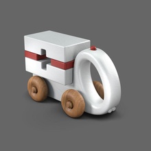 goujat ambulance roue voiture imprimable bois impression dessin animé petite cnc Machine étape Jeux jouets 3d print model - Mito3D