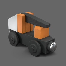 canalla grua vagón rueda imprimible madera impresión dibujos animados coche juguete cnc máquina CNC paso juegos juguetes entrenar locomotora carril ferrocarril cranewagon 3d print model - Mito3D