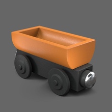 canalla góndola vagón rueda imprimible madera impresión dibujos animados coche juguete cnc máquina CNC paso juegos juguetes entrenar locomotora tolva carril ferrocarril 3d print model - Mito3D