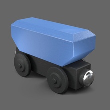 goujat trémie wagon roue imprimable bois impression dessin animé petite voiture cnc Machine étape Jeux jouets train locomotive rail chemin fer 3d print model - Mito3D