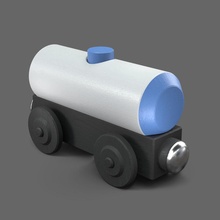 goujat réservoir wagon roue imprimable bois impression dessin animé petite voiture cnc Machine étape Jeux jouets train locomotive rail chemin fer citerne 3d print model - Mito3D