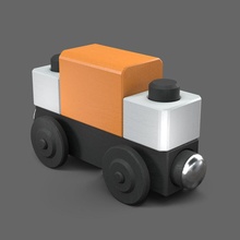 goujat wagon locomotive of construction train roue imprimable bois impression dessin animé petite voiture cnc machine étape jeux jouets rail chemin fer 3d print model - Mito3D