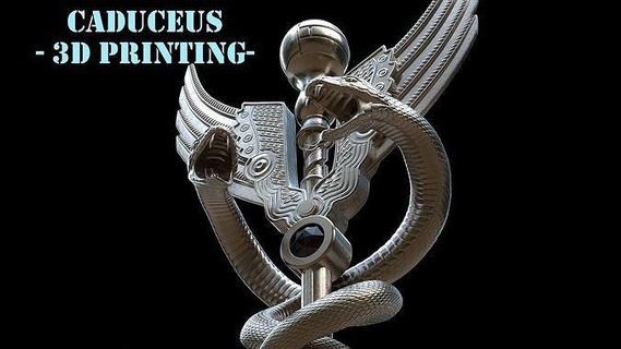 caduceus - 3d printing prop cosplay 3dprinting medicine symbol jewelry snake science medical printable staff rod scepter art scans replicas 3d print model - Mito3D