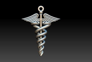 caduceus kolye ilaç sembol hermes yılan doktor caduseus simbolo bilim tıbbi hastane laboratuar eczane takı 3d print model - Mito3D