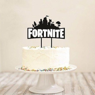 cake topper fortnite fiesta mensaje video juego game pc xbox playstation ps party celebration birthday art signs logos 3d print model - Mito3D