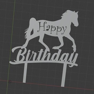 caketopper feliz aniversário cavalo bolo chapéu coco festa Comida padaria celebração menina criança sinais amante cavalos passatempo faça 3d print model - Mito3D
