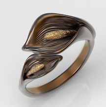 calla lilies ring jewel big flowers wild bright natural bronze silver gold sterling youth spring texture blossom oxidation jewelry rings 3d print model - Mito3D