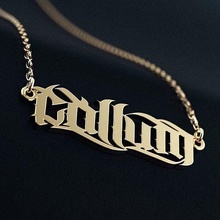 calligraphy jewelry pendant callum nacklace design art symbol chain letters silver printable luxury font word gold sterling pendants 3d print model - Mito3D