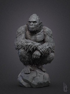 calma gorila animal mono animales primate Kong Rey Arte naturaleza chimpancé escultura monstruo gigante interior pelaje bestia gorrilla selva esculturas 3d print model - Mito3D