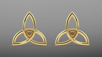 caltic stud celtic pendant earring neckless bracelet jewel silver printable diamond shining gold symbol art shape design disjunct christmas jewelry earrings 3d print model - Mito3D