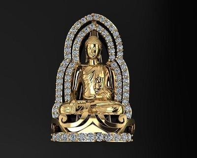 Camboja Budha arte diamante pingente b08 joalheria precioso imprimível jóia anel pingentes khmer angkor cnc 3d impressora 3d print model - Mito3D