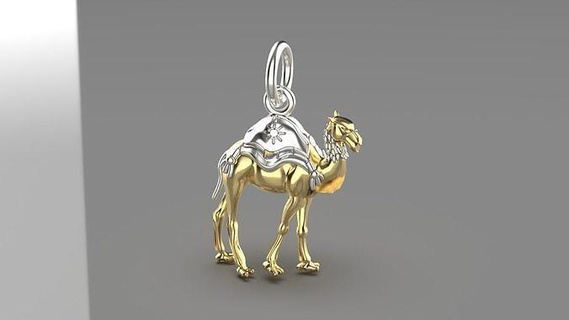 Kamel Anhänger Hals druckbar Halskette Juwel Schmuck Mode Schönheit Charme Wüste Gold leuchtenden Symbol uralt Terrain wertvoll 3d print model - Mito3D