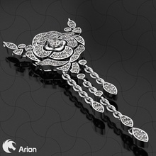 camelia pendentif collier comme des pierres bijoux camlia rose joyau pierre les diamants de luxe femme pendentifs 3d print model - Mito3D