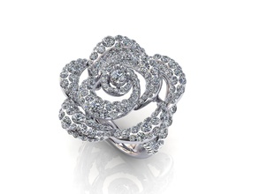 camélia bague diamants paver or bijoux argent imprimable diamant bijou engagement mode vêtements fleur Chanel 3d print model - Mito3D