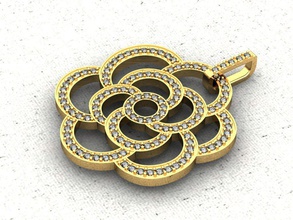camellia flower jewelry decoration double sided small stones possible pendants 3d print model - Mito3D