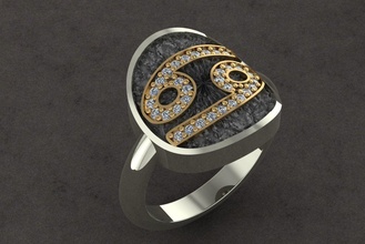 cáncer joyería joya zodíaco horóscopo signo zodiaco joyero Moda artring plata oro astrológico firmar anillo cancer anillos 3d print model - Mito3D