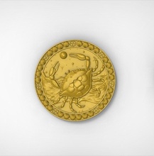 cancer zodiaque 3d impression modèle or bijoux sterling argent Collier platine pendentifs 3d print model - Mito3D